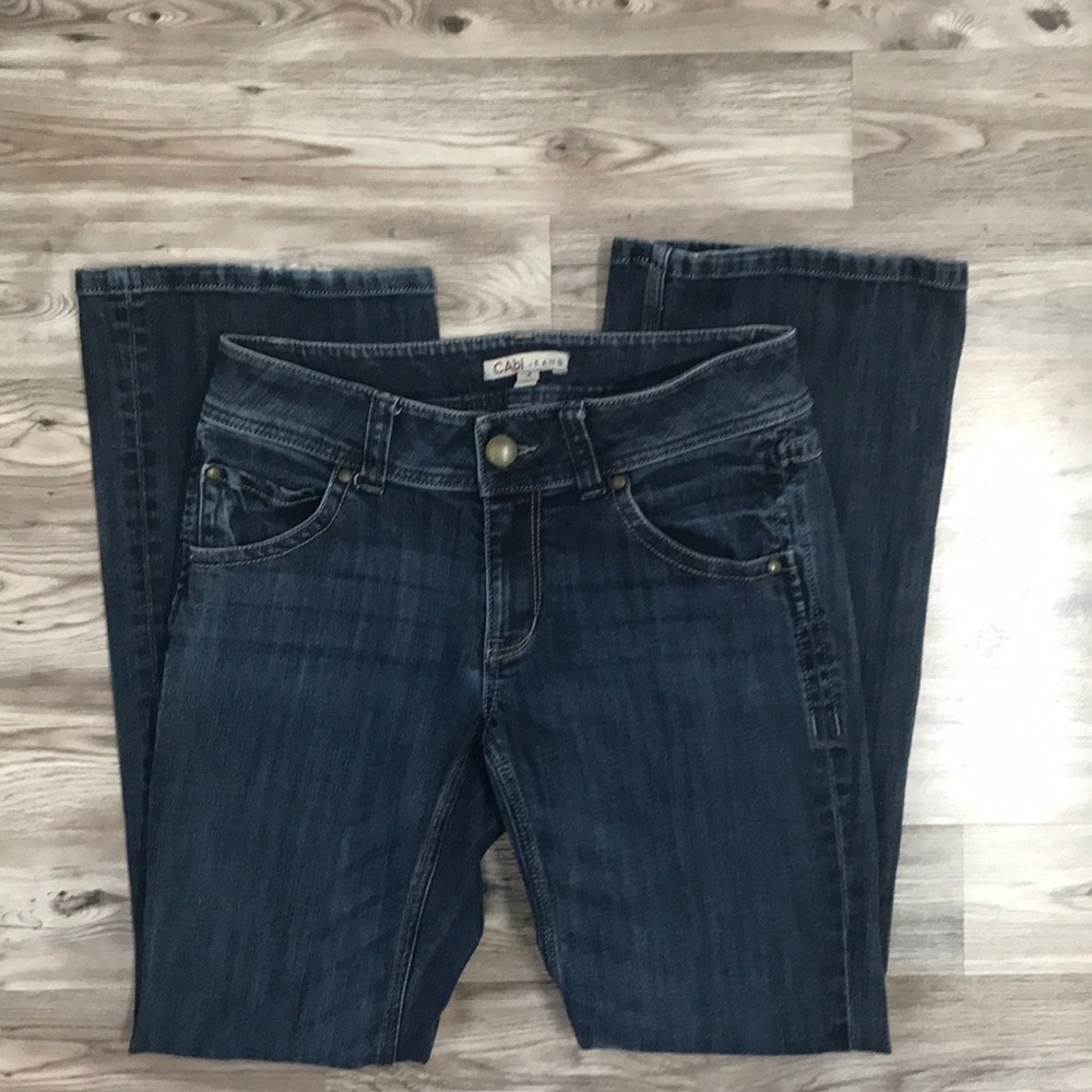 CAbi dark denim flare leg jean size 4
